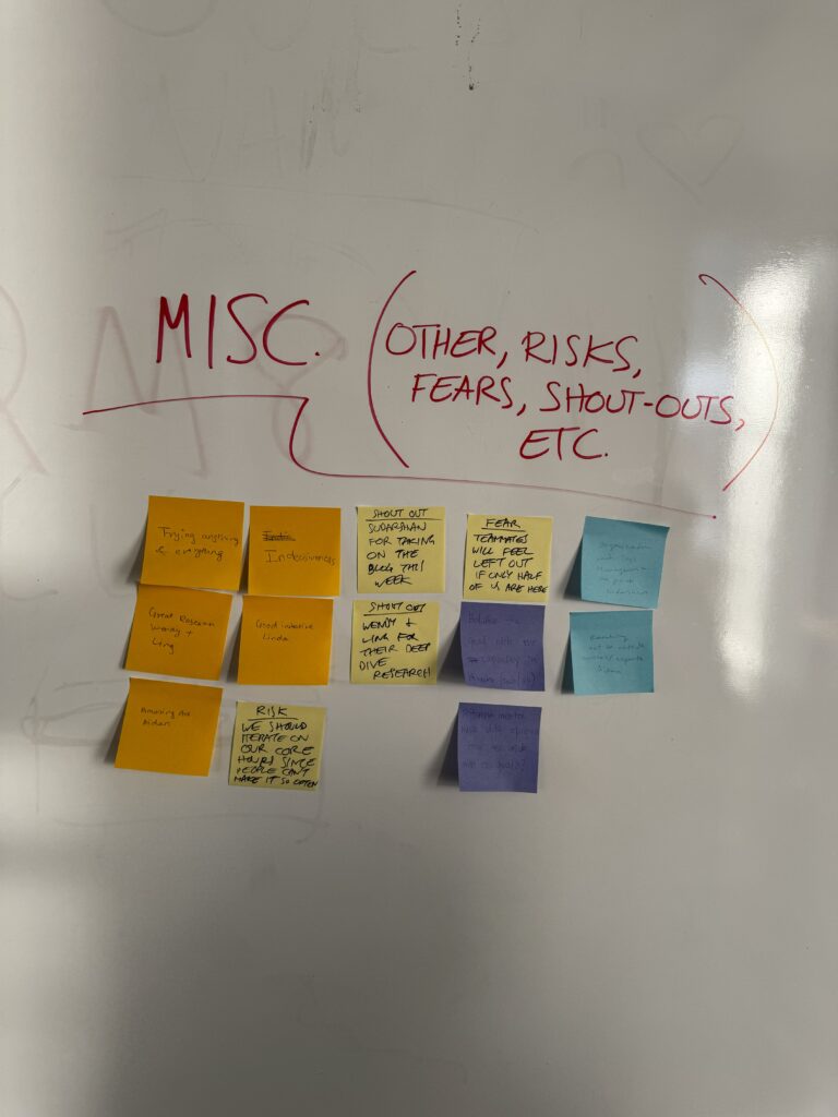Miscellaneous notes section for retrospective 1