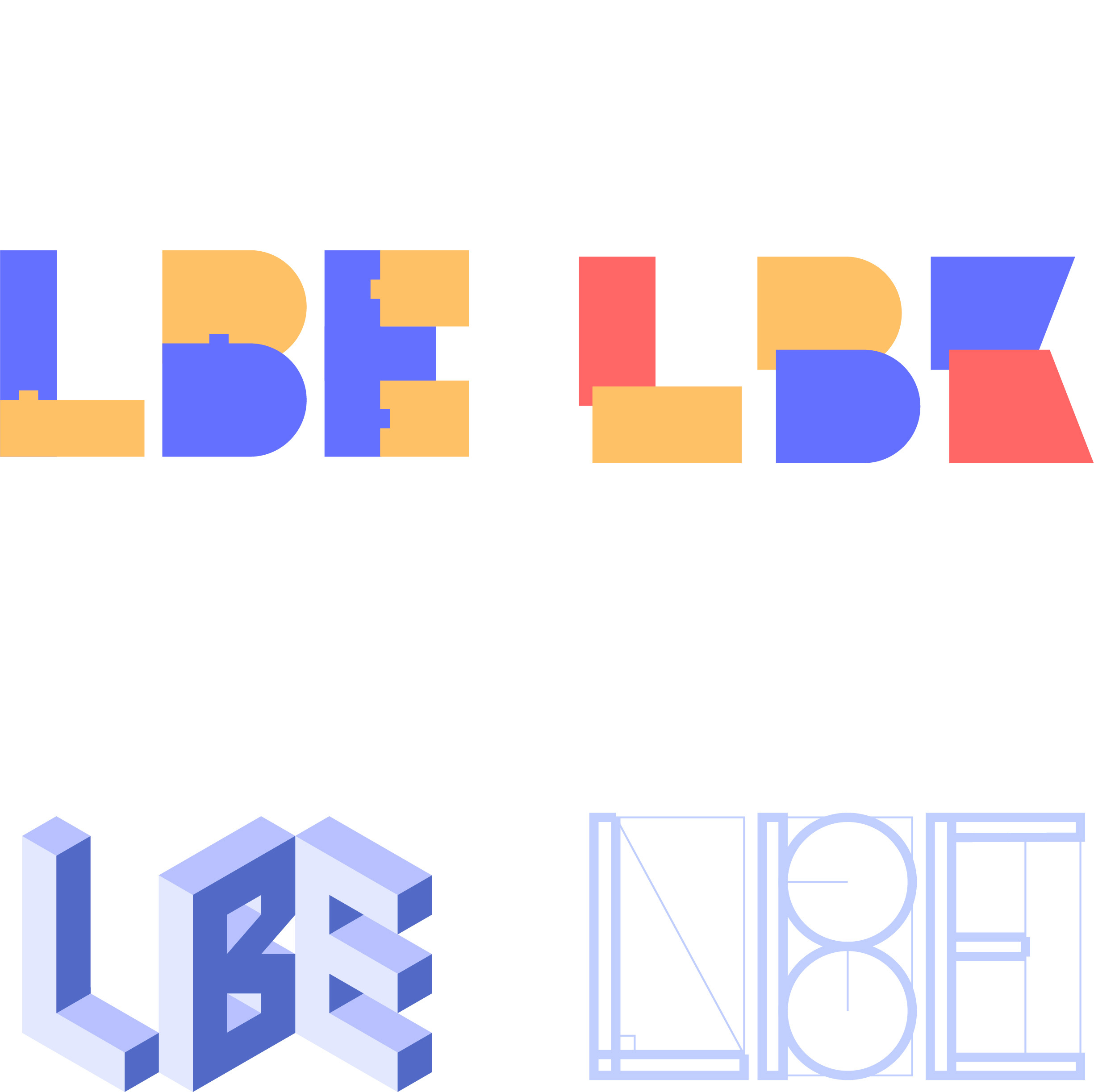 Four different LBE logo concepts.